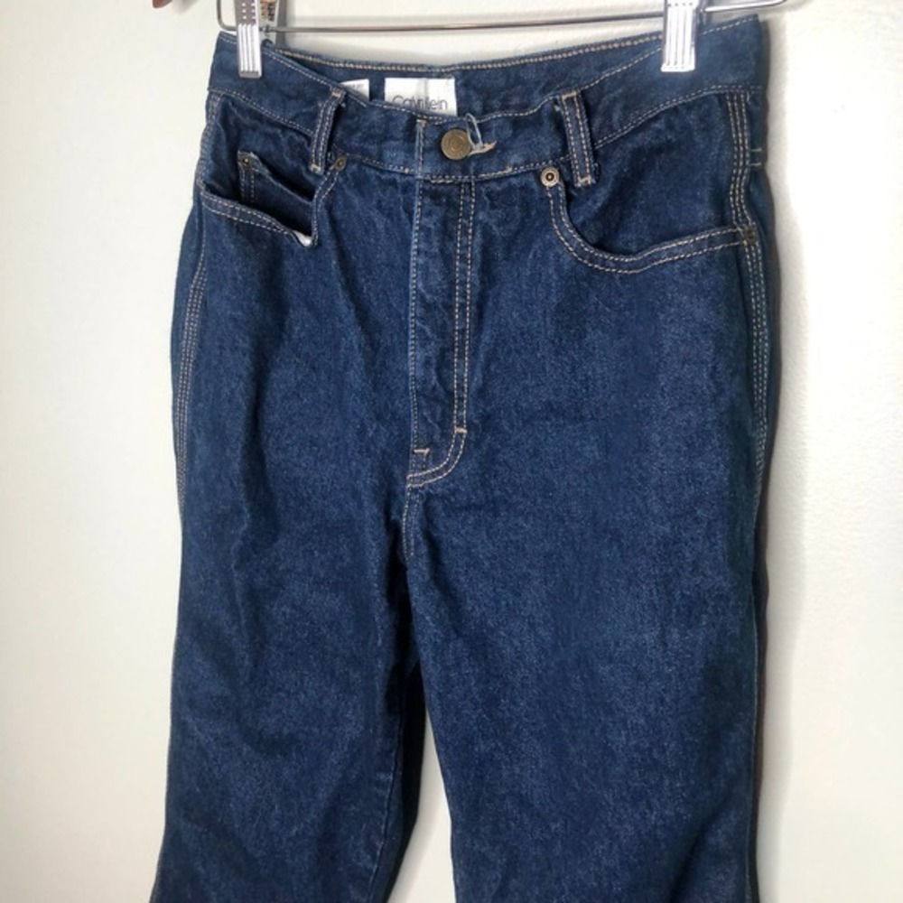 Calvin Klein vintage mom style dark denim blue jeans tapered leg made in USA XS - Picture 2 of 9